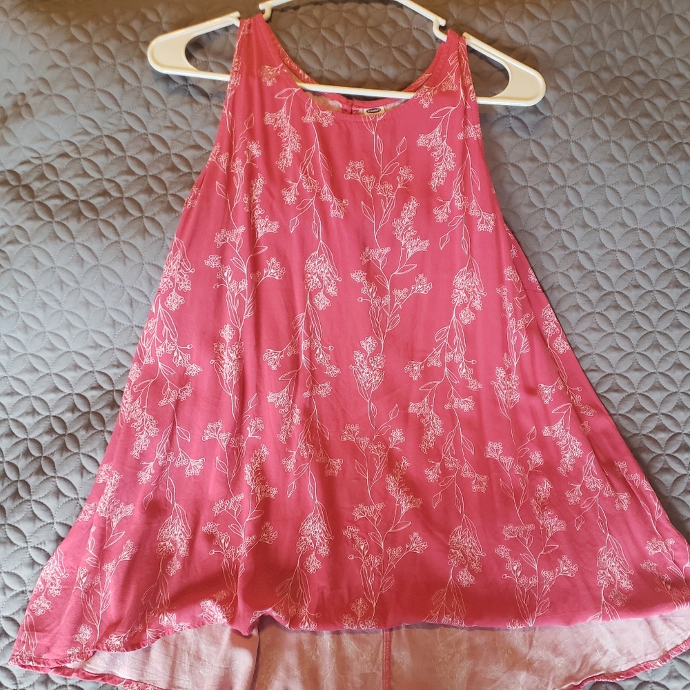 Old Navy Coral/Pink Floral high/low tank top